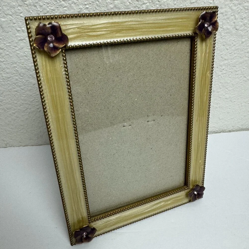 Frame Creme  / Purple Enamel Jemeled Pink Phinestone Jewels